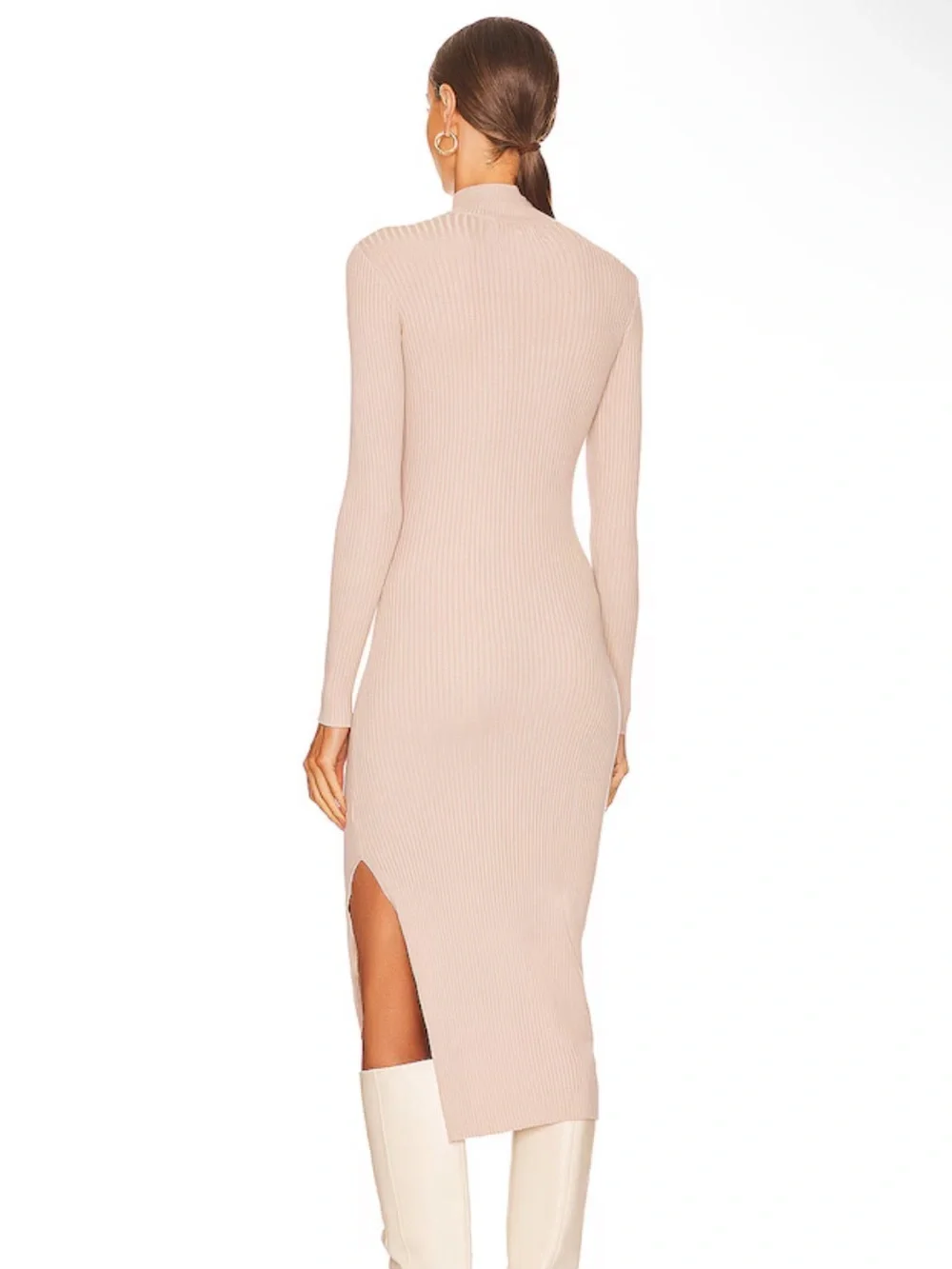 Heartloom Miller Midi Dress Buff Ribbed knit bodycon Revolve XS